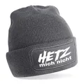 Produktbild: Beanie Strickmütze mit Spruch | Hetz Mich Nicht | grau | Unisex SoftTouch angenehm weiche und warme Wintermütze | OneSize Einheitsgröße für Erwachsene
