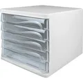 Produktbild: Helit Schubladenbox H6129902, the wave, A4, 5 Fächer, Kunststoff, transparent / weiß