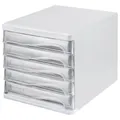 Produktbild: helit Schubladenbox  transparent H6129902, DIN A4 mit 5 Schubladen weiß