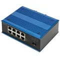Produktbild: DIGITUS Industrieller 8+1-Port Gigabit Ethernet PoE Switch Unmanaged, 8 RJ45-Anschlüsse 10/100/1000 Mbits