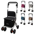 Produktbild: Mobiclinic®, Rollator, Coliseo, Mit großer einkaufstasche und sitz, 21 l, Faltbar leicht, Einkaufswagen, Doppeltes bremssystem, 4 räder, Aus stahl, Stabil, Schwarz