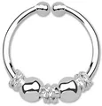 Produktbild: Modern Nature Piercing-Schmuck Nasenpiercing Fake Septum Klemm Ring mit Kugeln in Silber, 1,0 x 10 mm