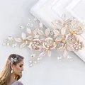 Produktbild: Braut Haarklammer, Kristall Blatt Haarschmuck Haarnadeln, Strass Blume Haarnadel Hochzeit Haarkamm Klammer, Gold Haarspange Haar-Accessoire für Frauen, Mädchen, Bräute