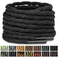 Produktbild: Stepace Runde Schwerlastbereich Schnürsenkel (2 Paar) 4.5mm Schuhbänder für Arbeitsstiefel, Bergschuhe, Wanderschuhe, Jagdstiefel Schwarz-160