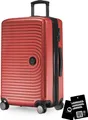 Produktbild: Mitte - mittelgroßer Koffer + digitaler Namensschild, erweiterbarer Reisekoffer Check-In Gepäck Rollkoffer 90L Gurtmaß 158 cm Doppelrollen Trolley TSA,Rot