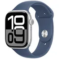 Produktbild: Apple Watch Series 10 46 mm Aluminium (GPS) Sportarmband M/L denim, silber