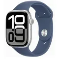 Produktbild: APPLE Watch Series 10 GPS 46mm Silver Aluminium Case with Denim Sport Band - M/L