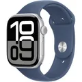 Produktbild: Apple Watch Series 10 Armband M/L 46mm Aluminium GPS - Smartwatch - silber/denim