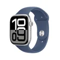 Produktbild: Apple Watch Series 10 GPS 46mm Aluminium Silber Sportarmband Denim M/L