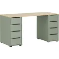 Produktbild: Möbelpartner Schreibtisch Kangaroo | HxBxT 73x140x55,5cm | 8 Schubladen | Pistazie / Eiche | Bürotisch Arbeitstisch Computertisch von PROREGAL