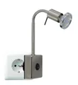 Produktbild: TRANGO LED Nachtlicht, 2607 LED Steckerleuchte *EVIE* Wandleuchte, Leselampe, Küchenlampe, Nachtlicht in Nickel matt inkl. 1x GU10 LED Leuchtmittel 3000K warmweiß, Wandlampe, Küchenlampe, Steckerlampe