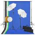 Produktbild: Fotostudio Set mit Leuchten Schirmen Hintergrund Reflektor Studioset vidaXL