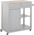 Produktbild: BELIANI Servierwagen Grau Gummibaumholz MDF 4 Fächer 1 Schublade Landhausstil Modern Elegant Multifunktional Wonzimmer