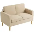 Produktbild: HOMCOM Sofa 2 Sitzer Couch mit 2 Wurfkissen, Stauraum Loveseat aus Corduroy - Beige
