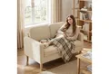 Produktbild: HOMCOM 2-Sitzer Modern Polstersofa mit 2 Wurfkissen Stauraum Massivholzfüßen, Couch 1 Teile, aus Corduroy für Wohnzimmer, Schlafzimmer, Beige 117 x 63 x 79 cm
