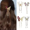 Produktbild: FFWTPY 4 Stück Elegante Schmetterling Haarklammer Kleine Haarspange für Damen Blumen Haarschmuck Fransen Perlen Strass Hair Accessories für Alltag und Feste