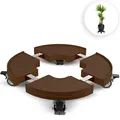 Produktbild: GREENTYPE® Pflanzenroller rund bis zu 200 kg Blumentopf Rolluntersetzer mit Rollen individuell anpassbar von Ø 38 cm bis 46 cm mit Ablaufloch ideal für den Außenbereich und Innenbereich [Braun]