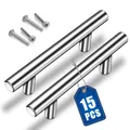Produktbild: AOKITO 15 Stück Möbelgriffe, Küchengriffe Silber, Hohle Gebürstet Schrankgriffe, Türgriffe aus Edelstahl, mit Schrauben, Bohrlochabstand 128mm, für Schrank Schublade Kleiderschrank Schranktür (200mm)