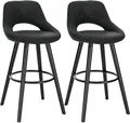 Produktbild: WOLTU Barhocker 2er Set Barstuhl Bistrohocker Tresenhocker mit Lehne und Fußstütze Design Stuhl Holz Stoffbezug, Anthrazit