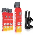 Produktbild: XENOTEC Premium Feuerlöschspray – 4 x 750ml – 2 Wandhalter - Stopfire – Autofeuerlöscher – REINOLDMAX – inklusive Wandhalterung schwarz – wiederverwendbar