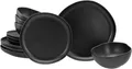 Produktbild: CreaTable Teller-Set Natura Organic Black, Tellerset 12-tlg (12-tlg), 4 Personen, Steinzeug, Seidenmatte Glasur