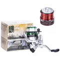 Produktbild: Zite Fishing Angelrolle mit Schnur Bespult - Forellen-Rolle Spinnrolle Stationärrolle 3000 3BB mit 2 Aluminium-Spulen, Angelrollen, Angel Rolle, Fishing Reel