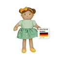 Produktbild: Heless 507 - Stoffpuppe Mädchen Martha mit grünem Kleid zum An- und Ausziehen, ca. 22 cm große Weichpuppe zum Kuscheln, Spielen und Liebhaben