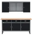 Produktbild: Küpper Werkstatt Set 70421-9, Werkstatteinrichtung Werkbank 170 cm mit Vollbuchenplatte, Hängeschrank (Schwarz)