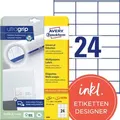 Produktbild: Avery Zweckform 3490 Universal-Etiketten, A4 mit ultragrip, Adressaufkleber, 70 x 36 mm, 30 Bogen/720 Etiketten, weiß