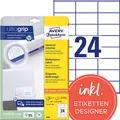 Produktbild: AVERY Zweckform Etiketten 3490 weiß 70,0 x 36,0 mm, 30 Blatt