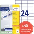 Produktbild: AVERY Zweckform 3490 Adressaufkleber (600 plus 120 Klebeetiketten extra, 70x36mm auf A4, Papier matt, bedruckbare Absenderetiketten, selbstklebende Adressetiketten mit ultragrip) 30 Blatt, weiß
