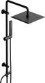 Produktbild: JOHO Regendusche Duschsystem ohne Armatur, Edelstahl Duschset mit 92cm Duschstange, Eckig XL Überkopfbrause 25 * 25cm Schwarz