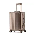 Produktbild: Aluminium Reisekoffer Champagner HEUER Stripe Hartschalenkoffer Suitcase Trolley Luggage (M)