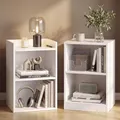 Produktbild: VASAGLE Custos Collection - 2er Set, Nachttische mit offenen Fächern, Beistelltische mit verstellbarem Regal, Doppelnutzung, einfach zu montieren, für Schlafzimmer Wohnzimmer, Wolkenweiß LET866WB01