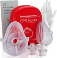 Produktbild: Beatmungsmasken Set (1x Erwachsene, 1x Kinder) - Beatmungsmaske Erste Hilfe - CPR Beatmungsmaske - Hygienischer Mund-zu-Mund Beatmung für Notfälle