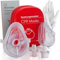 Produktbild: PURAHELP® Beatmungsmasken Erste Hilfe 2er Set [ERWACHSENE & KINDER] - CPR Maske für Mund-zu-Mund-Beatmung - Notfall Beatmungsmaske je 1× für Erwachsene & Kinder - Maske für Rettung & Ersthelfer