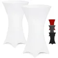 Produktbild: DETEX® Stehtisch Husse 2er Set Weiß 70-75cm Verstärkter Fußbereich 30°C Waschbar Stehtischhussen Stretch Tisch Überzug