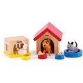 Produktbild: Hape E3455 Haustiere Hund Katze Hase Holzspielzeug Puppenhaus Zubehör ab 3 Jahre