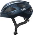 Produktbild: ABUS Rennradhelm Macator - sportiver Fahrradhelm für Einsteiger - auch für Zopfträger/-innen - für Damen und Herren - Dunkelblau Glänzend, Größe L (58-62 cm)