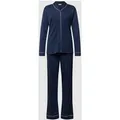 Produktbild: Hanro Regular Fit Pyjama aus reiner Baumwolle in Dunkelblau, Größe M