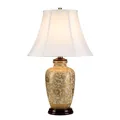 Produktbild: Verzierte Tischleuchte CHINO Creme Gold H:58cm Porzellan Blumenmuster Lampe