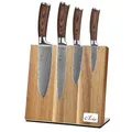 Produktbild: Wakoli EDIB 4-teiliges Damastmesser Set mit magnetischem Messerblock aus Akazienholz – Scharfe Küchenmesser mit 67 Lagen VG10 Stahl – Kochmesser für Hobbyköche & Profis – Geschenkbox enthalten