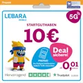 Produktbild: Lebara Prepaid SIM-Karte mit 10€ Startguthaben ohne Vertrag | ab 1 Cent pro Min. ins Ausland telefonieren | Jetzt mit 5G surfen
