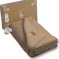 Produktbild: Little Dedi Strickdecke aus 100% Bio-Baumwolle GOTS Zertifizert, 80x100 cm. Mokka Braun- Atmungsaktiv, Temperatur regulierend, in eleganter Geschenkbox für Babys