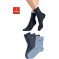 Produktbild: Socken H.I.S, Damen, Gr. 35-38, blau (1x marine, 3x jeanstöne), Baumwolle, Elasthan (LYCRA), Polyamid, unifarben, elastisch, Socken Socken, ohne einschneidendes Bündchen