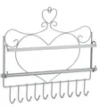Produktbild: Relaxdays Wand Schmuckhalter, für Ketten, Ohrringe & Armbänder, Kettenhalter Herzform, HxBxT: 30 x 36,5 x 3,5 cm, silber