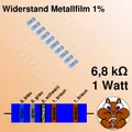 Produktbild: 10x Widerstand Metallfilm 6,8 k 1W Watt axial 1% Draht Präzision resistor THT