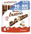 Produktbild: kinder bueno Big Pack – Schokoriegel mit knuspriger Waffel, feiner Milch-Haselnuss-Cremeund zarter Vollmilchschokolade – 1 Großpackung mit 10 einzeln verpackten Riegeln (10 x 21,5 g)