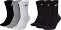 Produktbild: NIKE 6 Paar Socken Herren Damen Weiß Grau Schwarz Tennissocken Sparset SX7664, Farbe:schwarz weiß/grau/schwarz, Größe:34-38