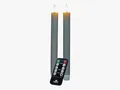 Produktbild: Coen Bakker Deco BV LED-Kerze Wax Candles (Set, 3-tlg., mit Fernbedienung), Stabkerzen taupe Timer Dimmer geriffelt 23cm